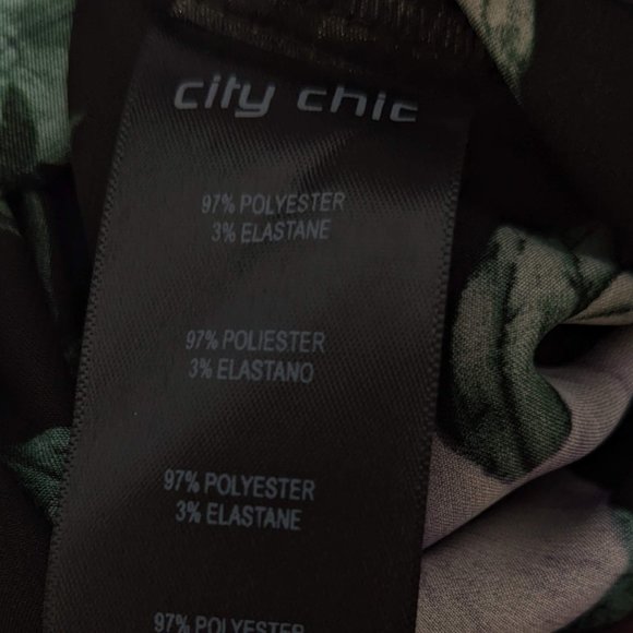 City Chic Black Satin Matching Pajama Set Floral Long Sleeve Pockets Size 24 - Picture 8 of 9